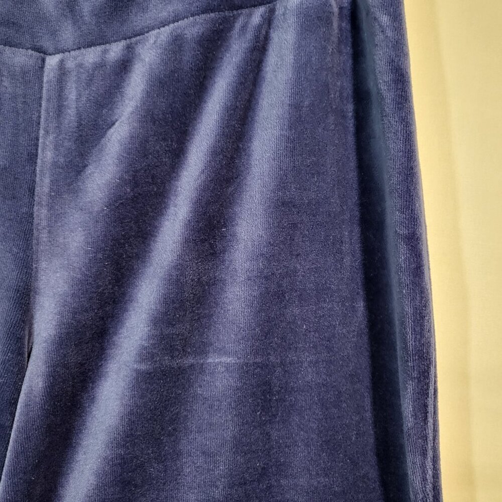 d&co Denim & Company Woman's Velvet Wide Leg Lounge Pant Size LP Royal Blue - Picture 3 of 8